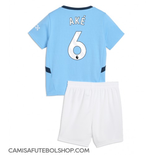 Camisa de time de futebol Manchester City Nathan Ake #6 Replicas 1º Equipamento Infantil 2024-25 Manga Curta (+ Calças curtas)